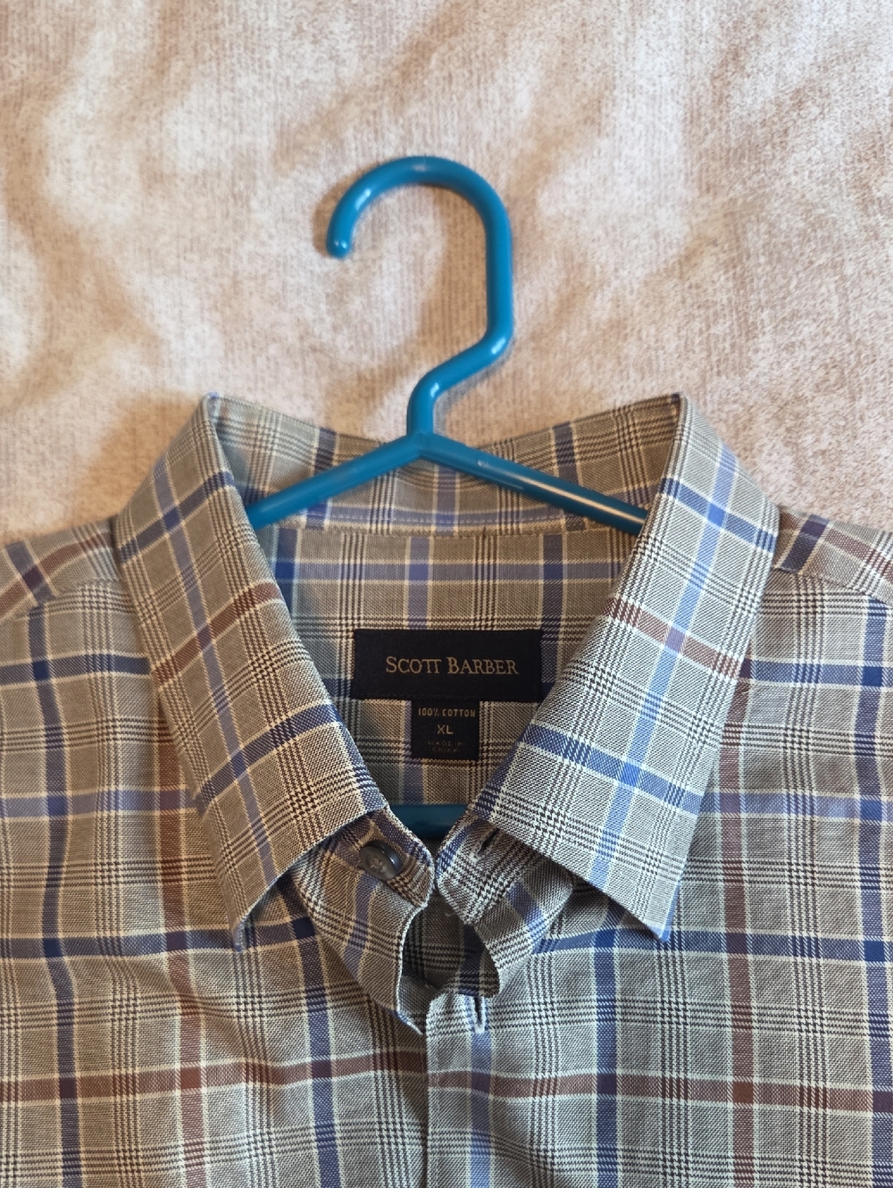 Scott Barber Men’s Blue Plaid Button-Up Shirt